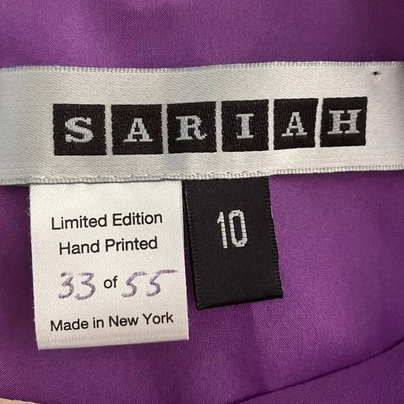 Anthropologie Hand Printed Sariah Limited Edition Very Rare Purple Floral Print - Picture 3 of 16